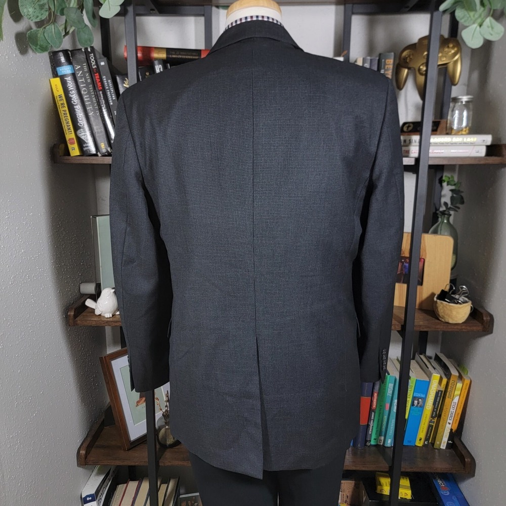 Jones New York Classic Mens Sport Houndstooth Charcoal Worsted Wool Cashmere 42R - Picture 14 of 16